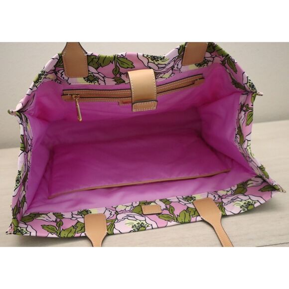 Tory Burch 151611-650 Aster Pink Flower Ella Nylon Floral Printed Tote Bag - Picture 8 of 10